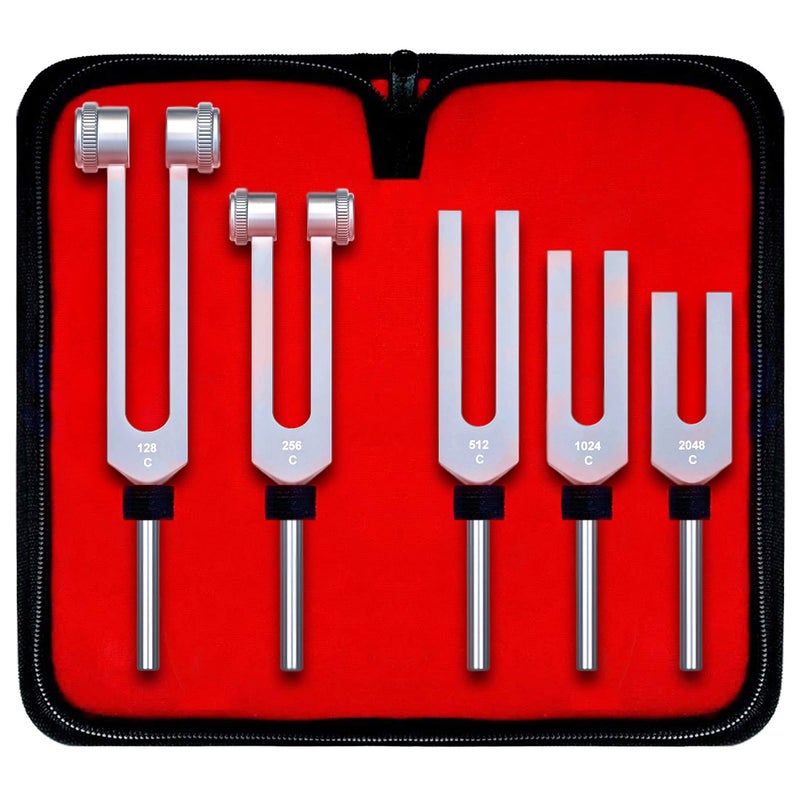 DEXSUR Medical Grade Aluminum Alloy Sensory Tuning Fork Activator For Healing  Therapy Non Magnetic  One Each of C 128  C 256  C 512  C 1024  C 2048 Tuning Forks  5 Pcs - Image 1